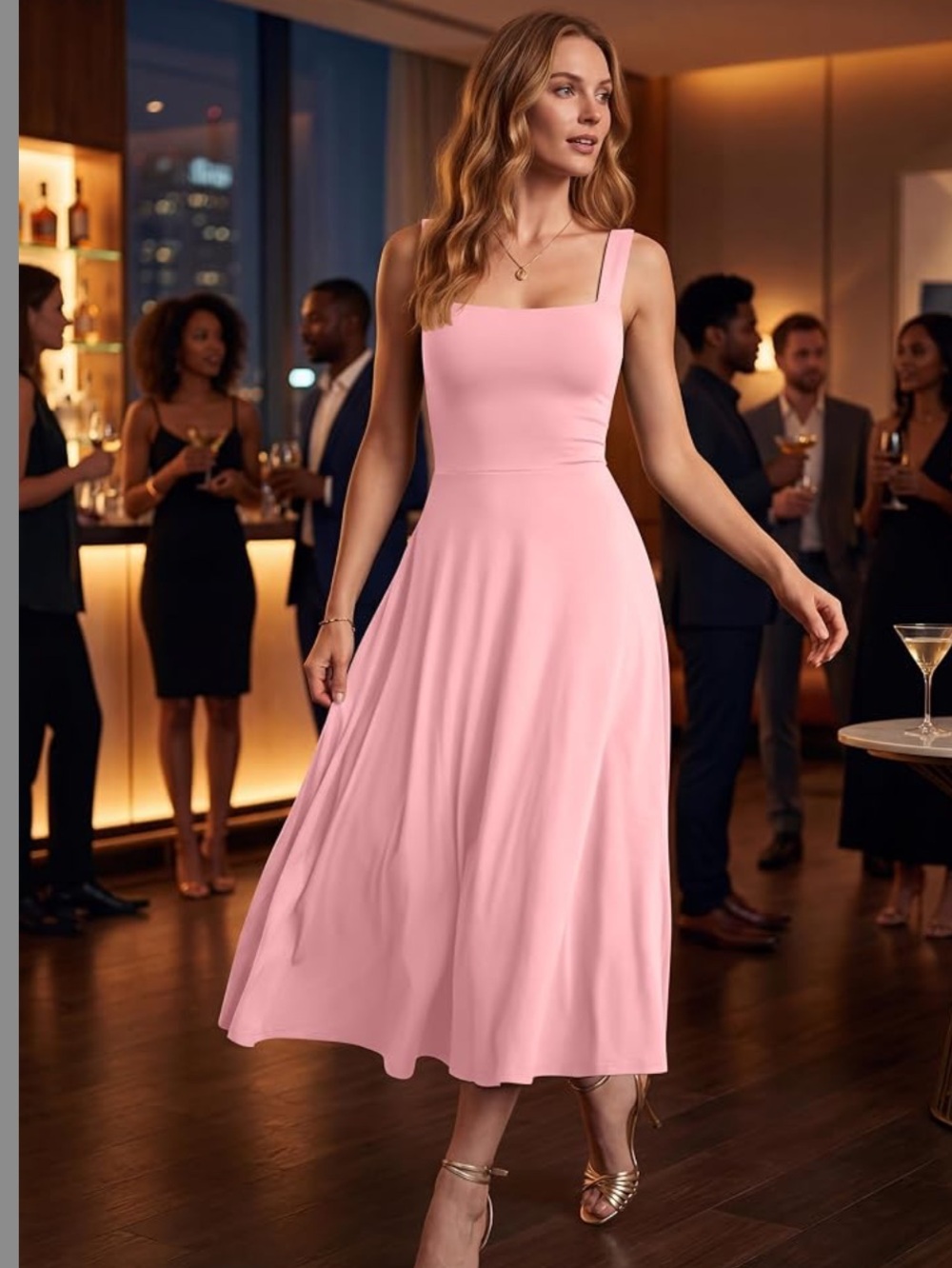 NWT OYS  Size Small (4 -6) Pink Sleeveless Square Neck A-Line Viral Dress